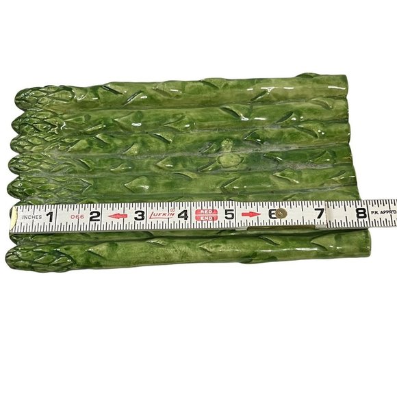 Duncans Vintage 1975 Ceramic Asparagus Side Serving Plate Textured Green - Picture 5 of 9